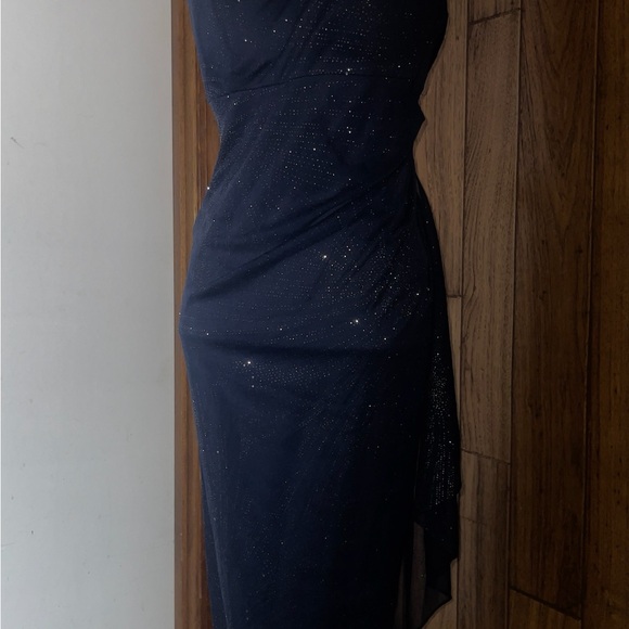 Source Unknown Midnight Blue One Shoulder Dress Prom Homecoming Vintage Y2k - Picture 2 of 5